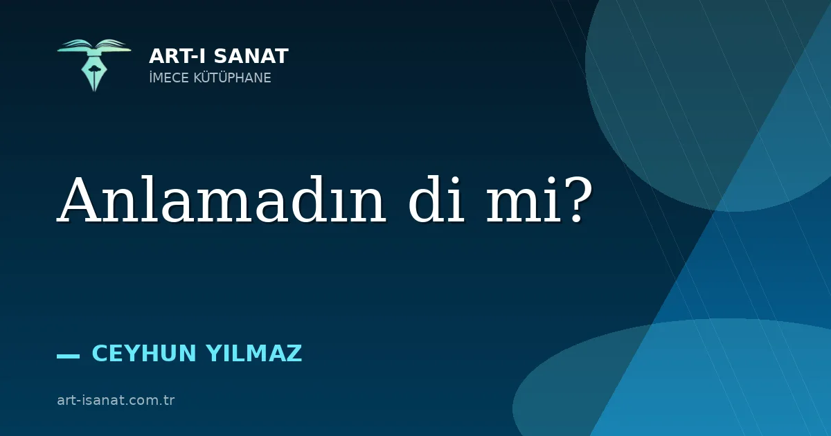 Anlamadın di mi?