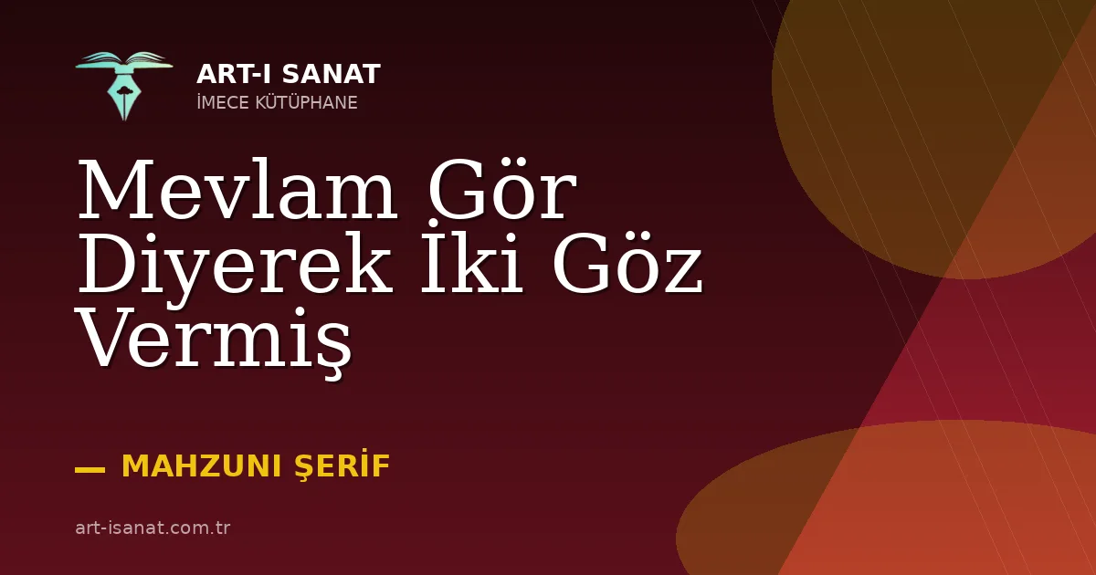 Mevlam Gör Diyerek İki Göz Vermiş