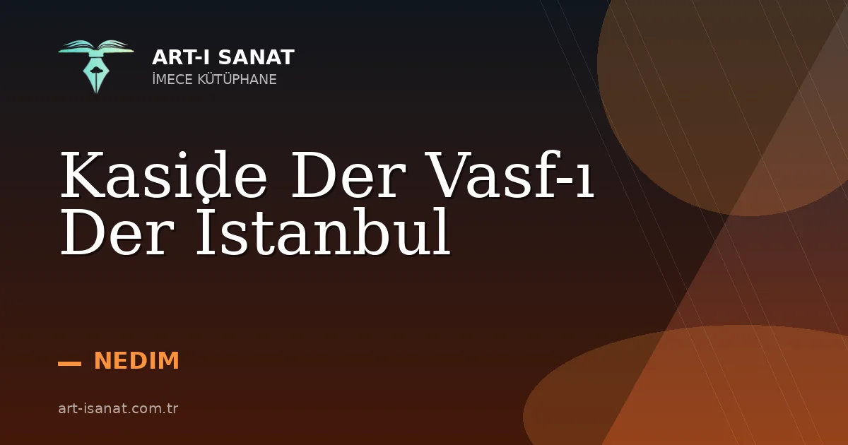 Kaside Der Vasf-ı Der İstanbul
