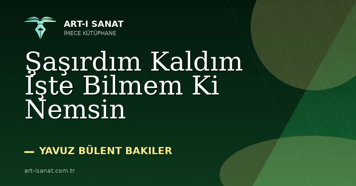 Şaşırdım Kaldım İşte Bilmem Ki Nemsin