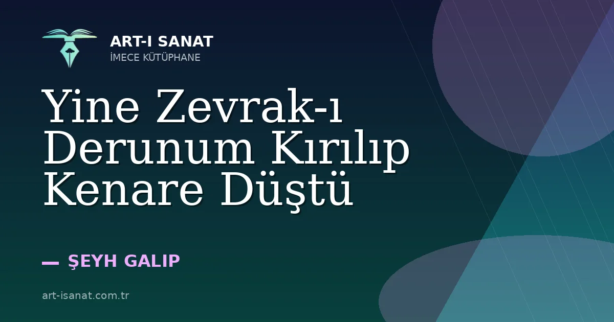 Yine Zevrak-ı Derunum Kırılıp Kenare Düştü