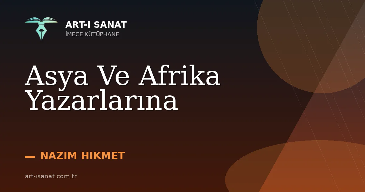 Asya Ve Afrika Yazarlarına