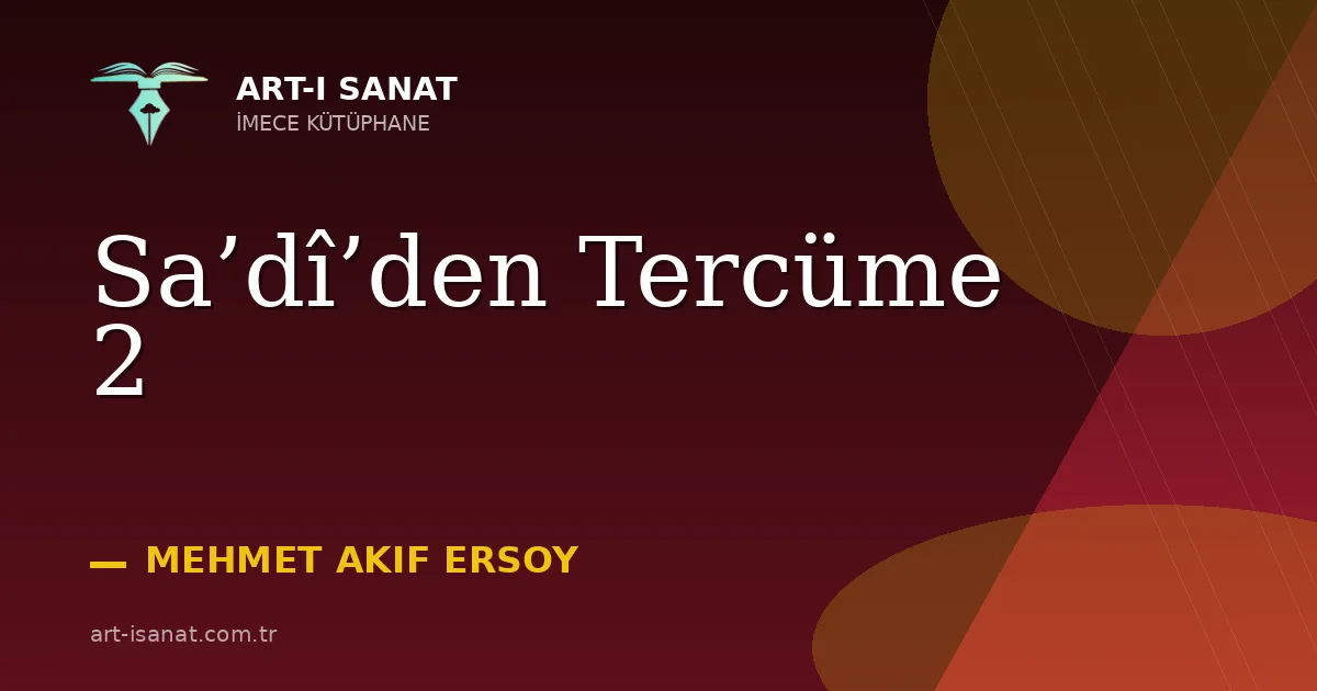 Sa’dî’den Tercüme 2