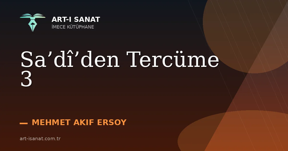 Sa’dî’den Tercüme 3