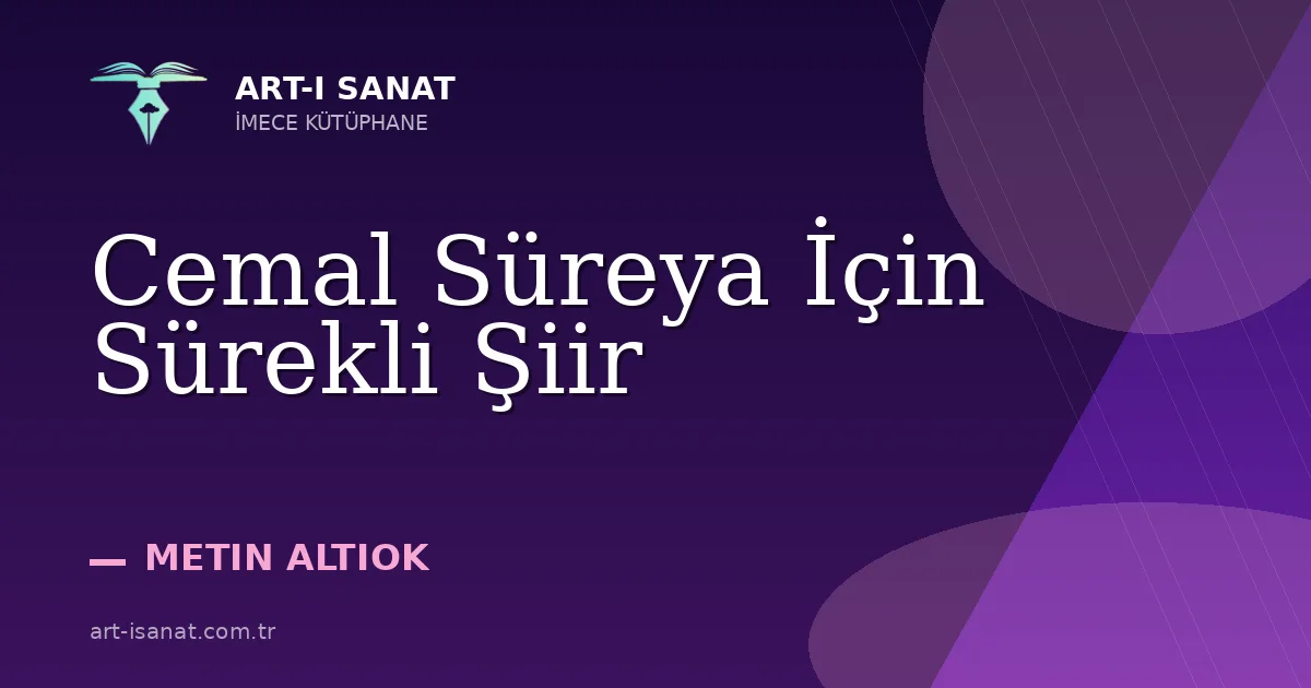 Cemal Süreya İçin Sürekli Şiir
